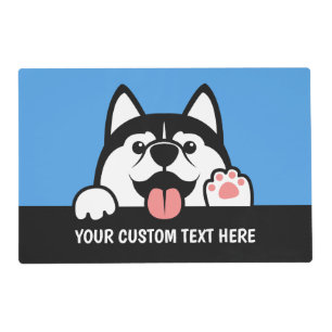 Cute Siberian Husky custom text Placemat