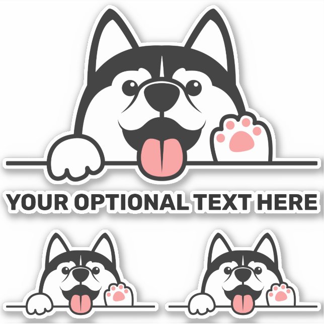 Cute Siberian Husky custom text Sticker (Front)