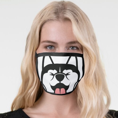 Cute Siberian Husky Dog Face Face Mask