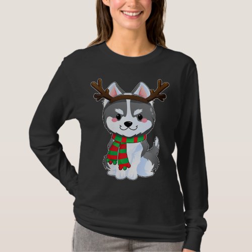 Cute Siberian Husky Dog Gifts Funny Christmas Xmas T_Shirt