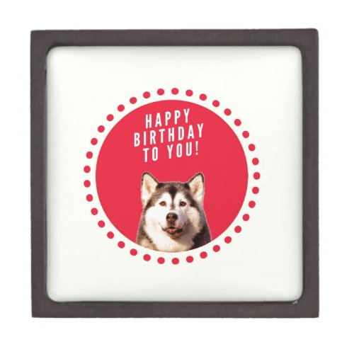 Cute Siberian Husky Dog Happy Birthday Gift Box