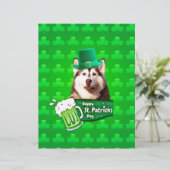 Cute Siberian Husky Dog Hat St. Patrick's Day (Standing Front)