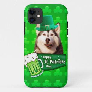Cute Siberian Husky Dog Hat St. Patrick's Day iPhone 11 Case