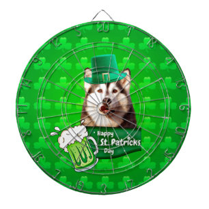 Cute Siberian Husky Dog Hat St. Patrick's Day Dart Board