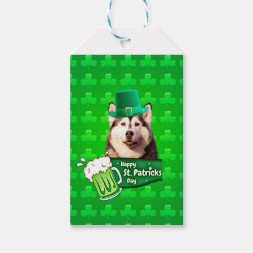 Cute Siberian Husky Dog Hat St Patricks Day Gift Tags