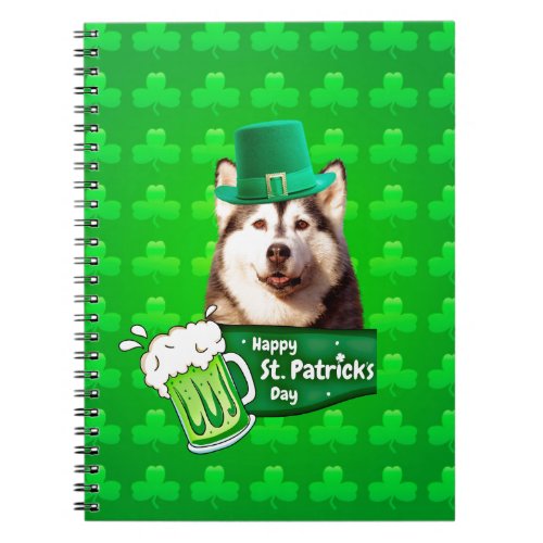 Cute Siberian Husky Dog Hat St Patricks Day Notebook