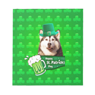 Cute Siberian Husky Dog Hat St. Patrick's Day Notepad