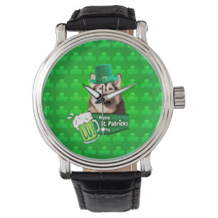 Cute Siberian Husky Dog Hat St. Patrick's Day Watch