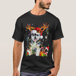 Cute Siberian Husky Dog Lights Santa T-Shirt