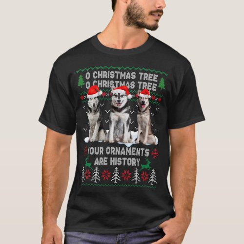 Cute Siberian Husky Dog Oh Christmas Tree Ugly Xma T_Shirt