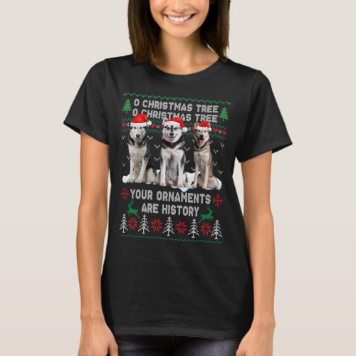 Cute Siberian Husky Dog Oh Christmas Tree Ugly Xma T_Shirt