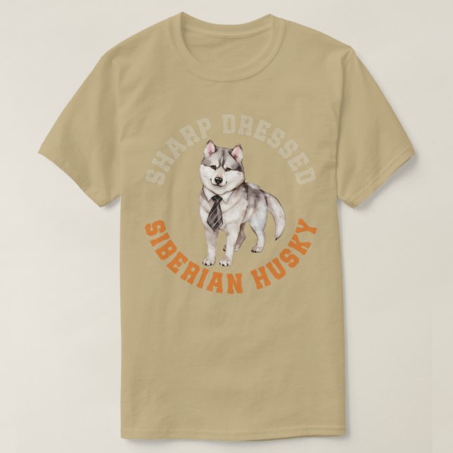 Cute Siberian Husky Dog T-Shirt (Design Front)