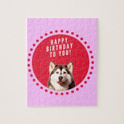 Cute Siberian Husky Dog Wishing Happy Birthday Jigsaw Puzzle