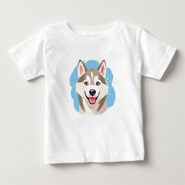 Cute Siberian Husky Dog Wolf Funny huskies Dog DAD Baby T-Shirt (Front)