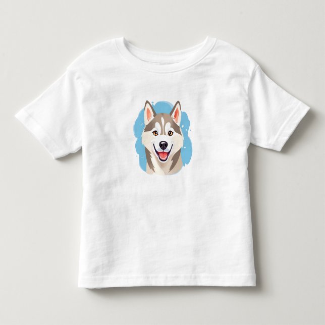 Cute Siberian Husky Dog Wolf Funny huskies Dog DAD Toddler T-shirt (Front)