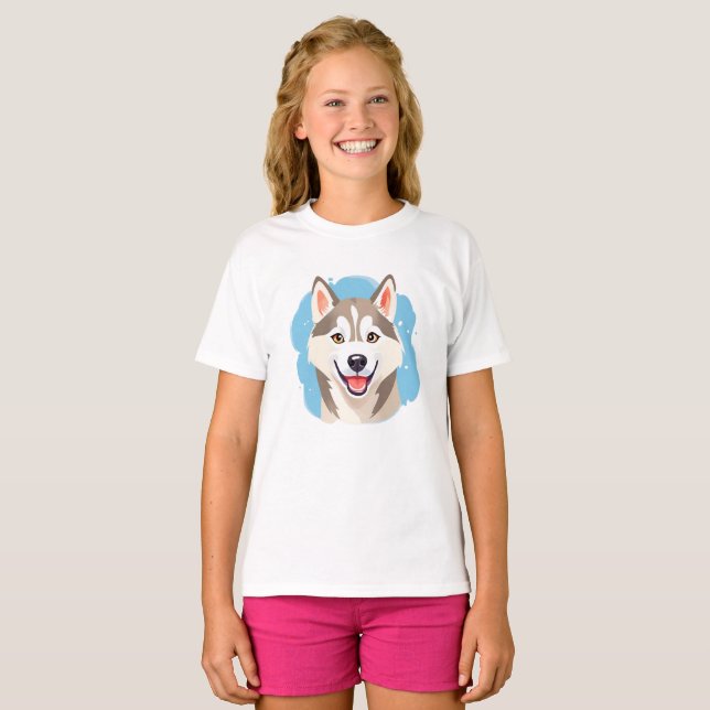 Cute Siberian Husky Dog Wolf Funny huskies Dog MOM T-Shirt (Front Full)