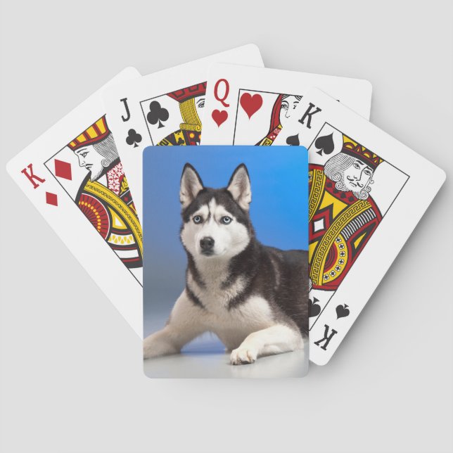 Cute Siberian Husky Puppy Dog Poker Cards (Back)
