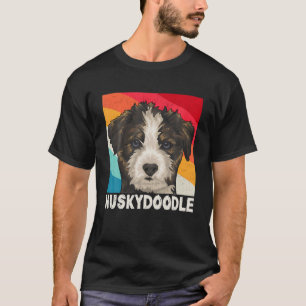 Cute Siberian Huskydoodle Art Retro, Sociabl Husky T-Shirt
