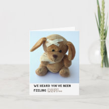 Cute Sick Teddy Dog Get Well Card