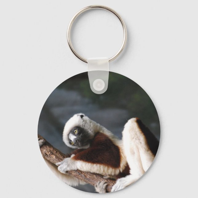 Cute Sifaka Lemur Keychain (Front)