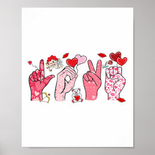 Cute Sign Language Asl Hand Heart Valentines Day W