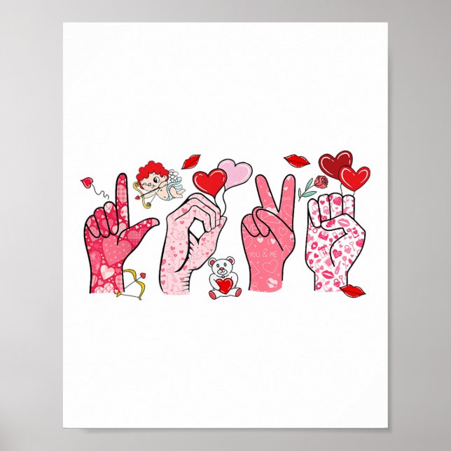 Cute Sign Language Asl Hand Heart Valentines Day W (Front)