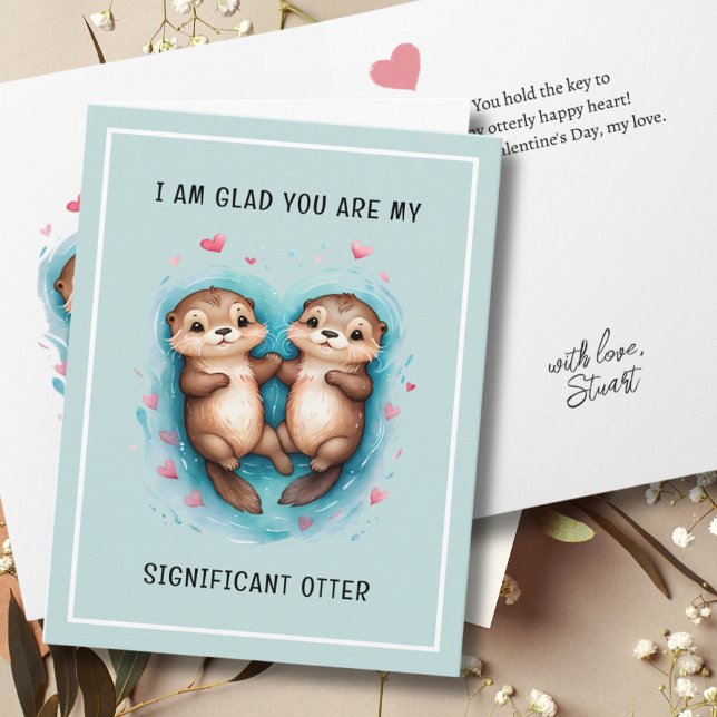 Cute Significant Otter Couple Funny Valentine Card (Cute Significant Otter Couple Funny Valentine Card)