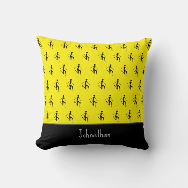Cute Silhouette athlete Pattern, African Art  Throw Pillow (Front)
