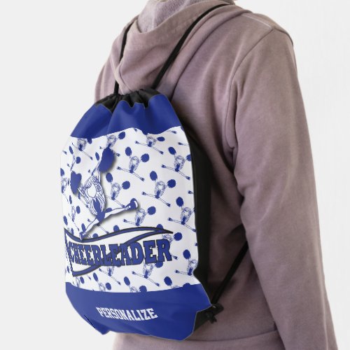 Cute Silhouette  Cheerleader   Dark Blue Drawstring Bag