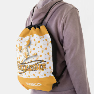 Cute Silhouette 📣 Cheerleader    Gold Drawstring Bag