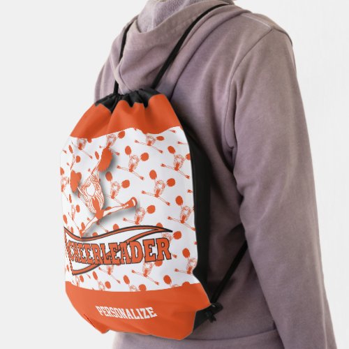 Cute Silhouette  Cheerleader   Orange Drawstring Bag