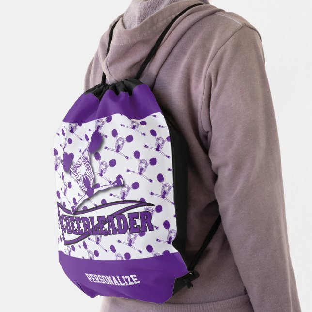 Cute Silhouette 📣 Cheerleader  | Purple Drawstring Bag (Insitu)