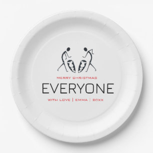 Cute, Silhouette Coconut Trees Pattern Christmas Paper Plates