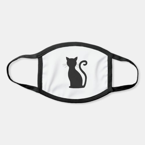 Cute Silhouette Fun Black and White Black Cat Face Mask