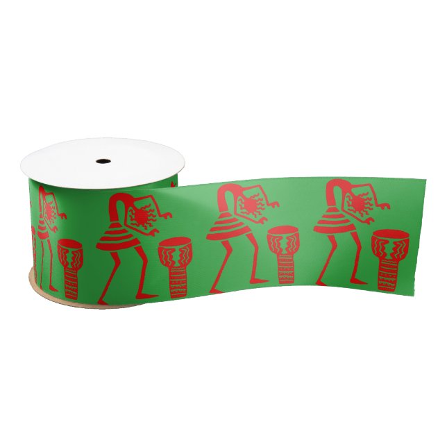 Cute Silhouette, Happy Dance Green Satin Ribbon (Spool)