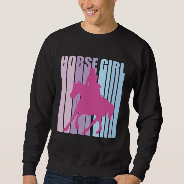 Cute Silhouette Horseback Rider Riding Funny Horse Sweatshirt (Front)