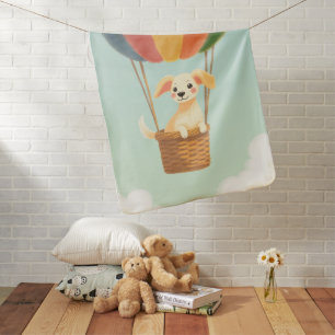 Cute Silken Windhound Puppy Balloon Pastel Baby Blanket