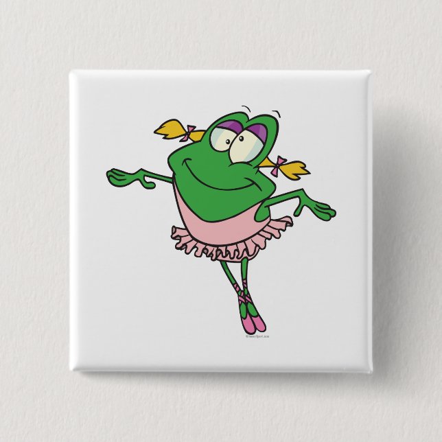 cute silly ballerina ballet froggy frog pinback button (Front)
