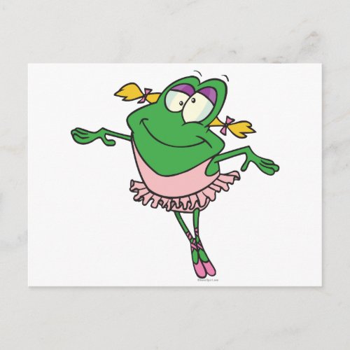 cute silly ballerina ballet froggy frog postcard