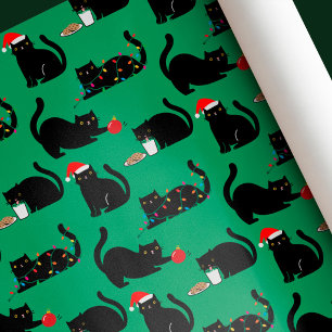 Cute Silly Black Cats Christmas Wrapping Paper