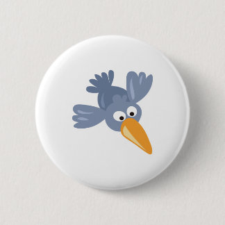 cute silly blue bird button
