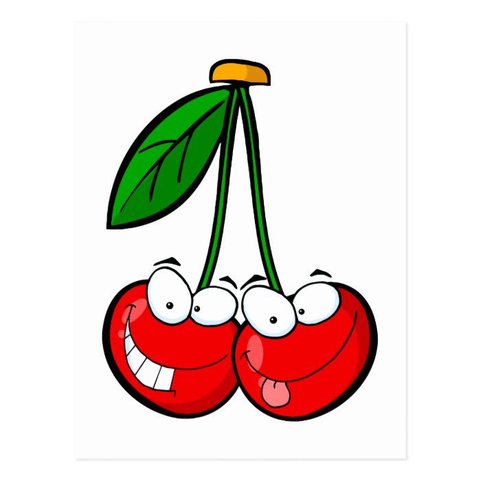 cute silly cartoon character cherries cherry postcards