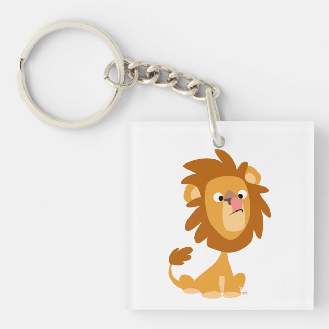 Cute Silly Cartoon Lion Acrylic Keychain (Front)