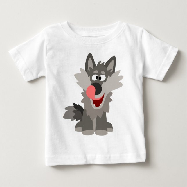 Cute Silly Cartoon Wolf Baby T-Shirt (Front)