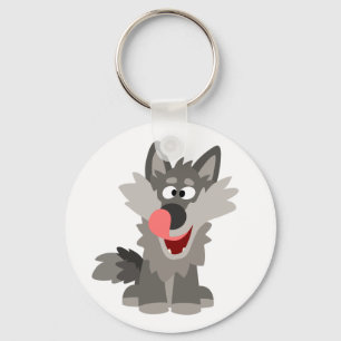 Cute Silly Cartoon Wolf Keychain