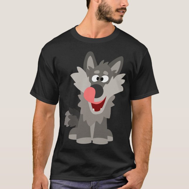 Cute Silly Cartoon Wolf T-Shirt (Front)