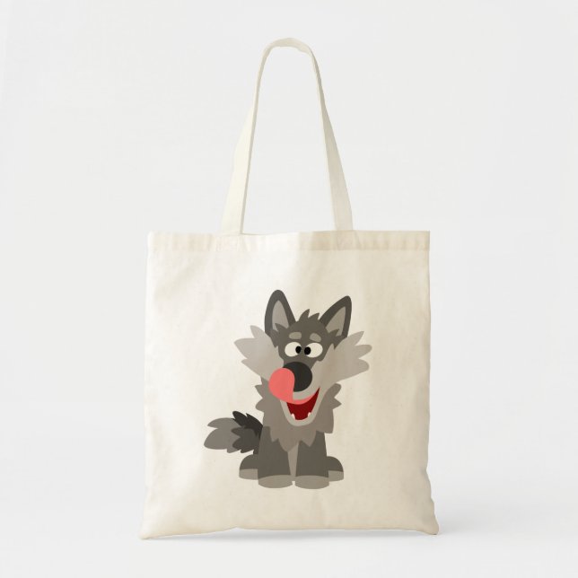 Cute Silly Cartoon Wolf Tote Bag (Front)