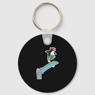 cute silly diving penguin keychain