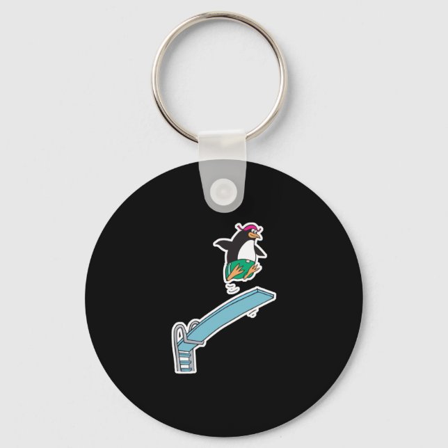 cute silly diving penguin keychain (Front)