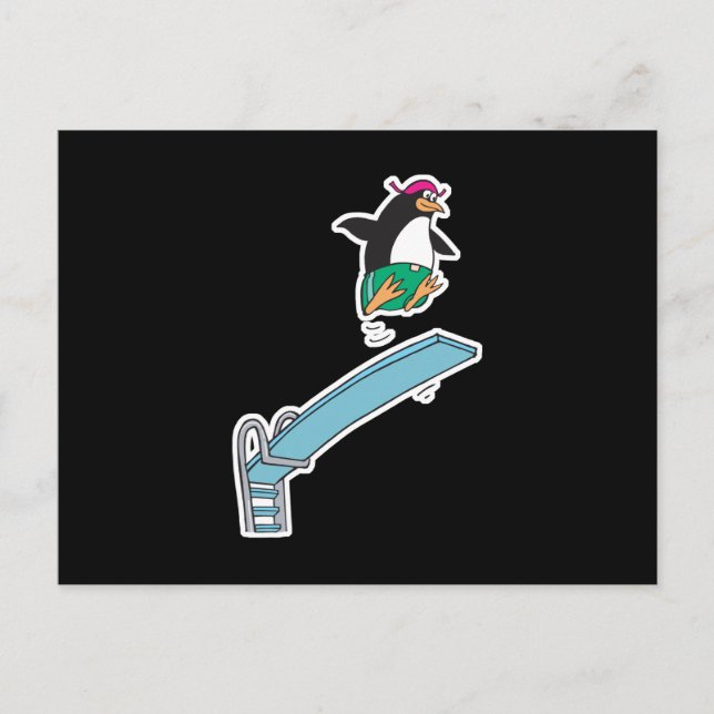 cute silly diving penguin postcard (Front)